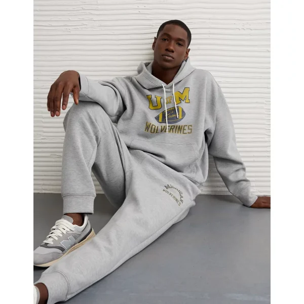 AE 24/7 Michigan Wolverines Graphic Hoodie - Medium Heather Gray