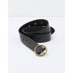 AE Oval Buckle Leather Belt - Black