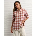 AE Oversized Flannel Shirt - Burgundy