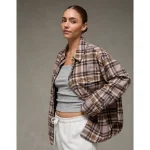 AE Plaid Button-Up Shirt - Gray Stripe