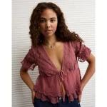 AE Ruffled Tie-Front Blouse - Earthen