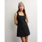 AE Square Neck Denim Mini Dress - Black