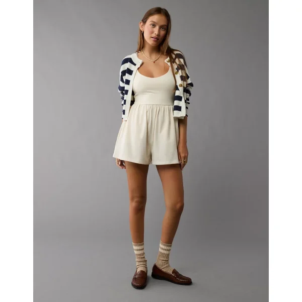 AE Strappy Knit Romper - Cream