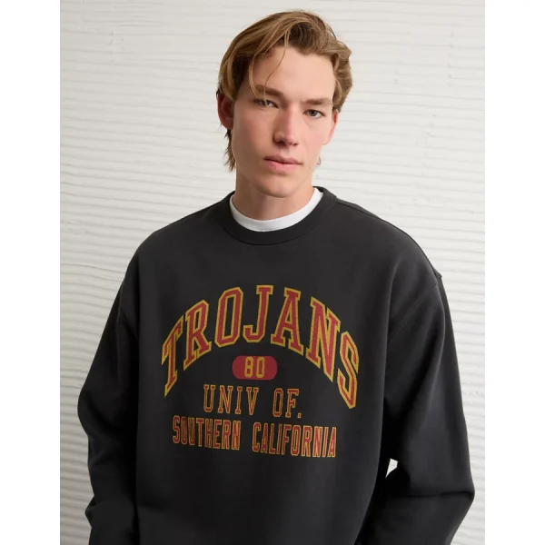 AE USC Trojans Graphic Sweatshirt - Washed Black