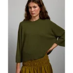 AE77 Premium Oversized Cashmere Sweater T-Shirt - Olive