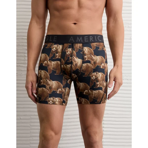 AEO Men's Bear Print 6" Flex Boxer Brief - Charcoal