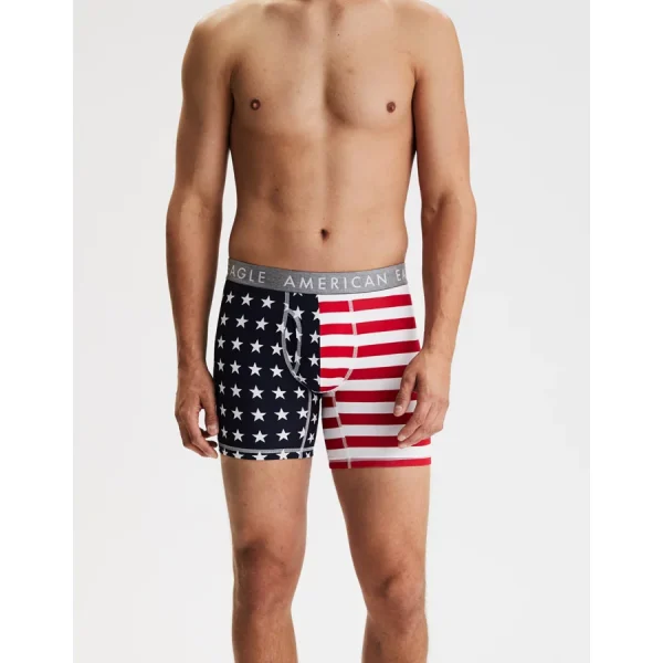 AEO Men's Stars + Stripes 6" Boxer Brief - Blue
