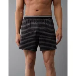 AEO Men's Striped Ultra Soft Pocket Boxer Short - Black