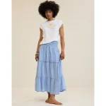 Aerie Boho Button Maxi Skirt - Monaco Blue