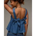 AE Bow-Detail Tank Top - Dark Wash