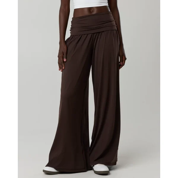 OFFLINE By Aerie Real Me Foldover Super Wide Leg Pant - Deep Earth