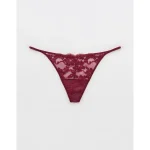 Show Off Chenille String Thong Underwear - Deep Cherry