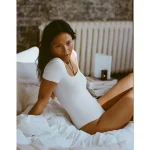 SMOOTHEZ Short Sleeve Square Neck Bodysuit - White