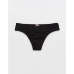 Superchill Pointelle Thong Underwear - True Black