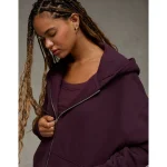 AE Everyday Luxe Oversized Zip-Up Hoodie - Jet Indigo