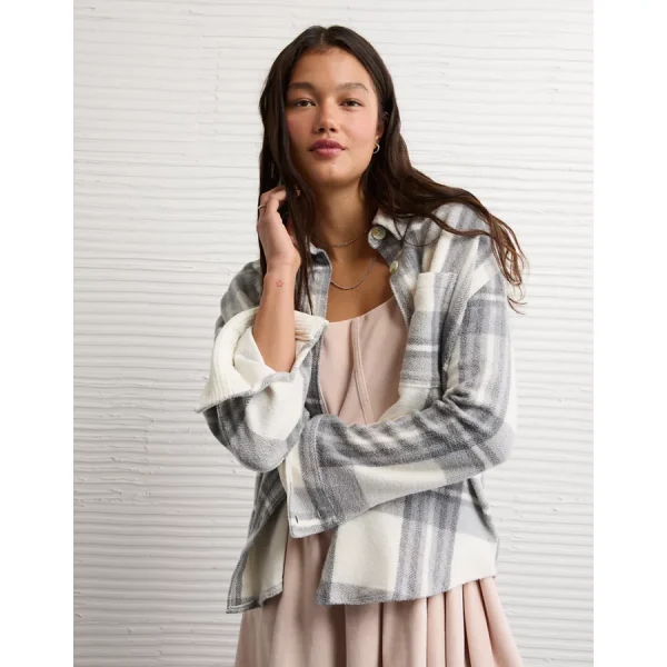 AE Fleece Shacket - Grey