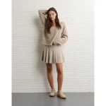 AE High-Waisted Sweater Mini Skort - Tan