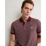 AE Lived-In Slim Fit Pique Polo Shirt - Burgundy