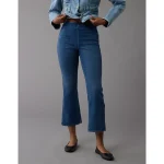 AE Luxe Pull-On High-Waisted Kick Bootcut Crop Jean - Indigo Waters