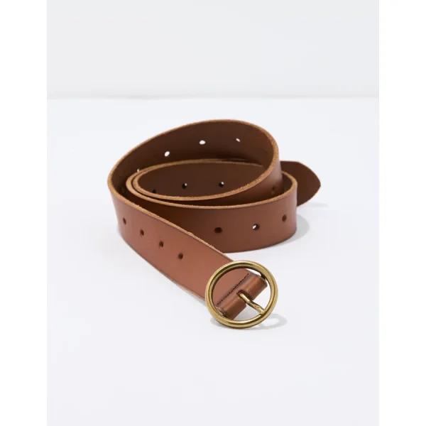 AE Oval Buckle Leather Belt - Cognac