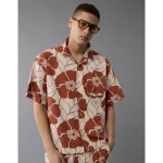 AE Poolside Floral Button-Up Shirt - Rust