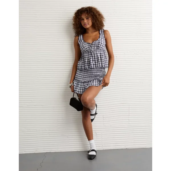 AE Ruched Strap Cropped Tank Top - Navy