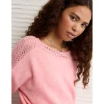 AE Whoa So Soft Lace Sweater - Pink Note