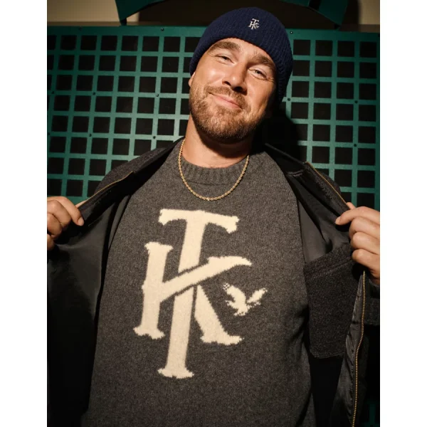 AE x Tru Kolors Wool-Cashmere Crew Neck Sweater - Charcoal Heather