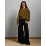 AE77 Premium Cropped Fleece Sweatshirt - Olive