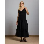 AE77 Premium Smocked Maxi Dress - Black