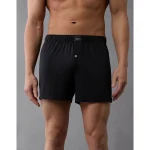 AEO Men's Slim Knit Ultra Soft Boxer Short - Black