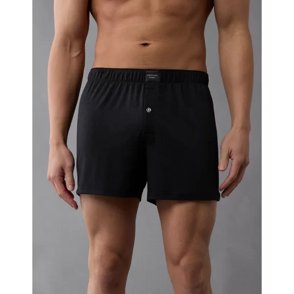 AEO Men's Slim Knit Ultra Soft Boxer Short - Black