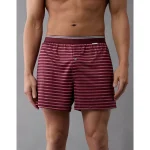 AEO Men's Striped Ultra Soft Pocket Boxer Short - Red