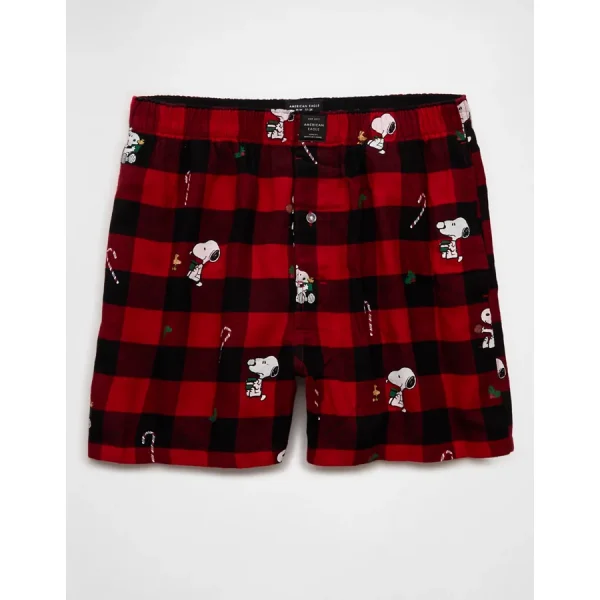 AEO Snoopy Flannel Pocket Boxer - Red