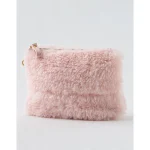 Aerie Fuzzy Fur Pouch - Club Pink