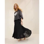 Aerie Satin Maxi Skirt - True Black