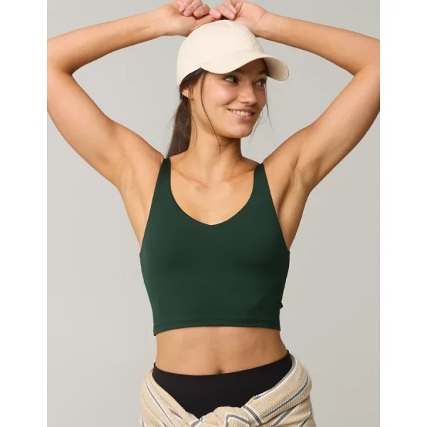 OFFLINE By Aerie Real Me Low Key Longline Sports Bra - Mystical Green