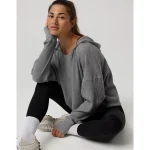OFFLINE By Aerie Wow! Waffle Hoodie - Dark Heather Gray