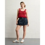 AE Crochet Peplum Tank Top - Berry