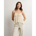 AE Lace Handkerchief Hem Tank - Cream