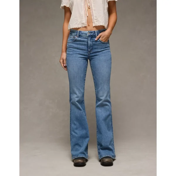 AE Luxe Super High-Waisted Flare Jean - Medium Tinted