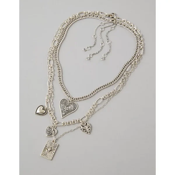 AE Silver Charm Necklace - Multi