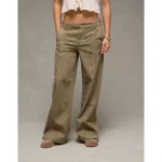 AE Stretch Mid-Rise Ultra Wide-Leg Convertible Trouser - Camo Green