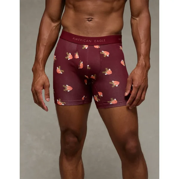 AEO Men's Peach Reindeer 6" Classic Boxer Brief - Burgundy