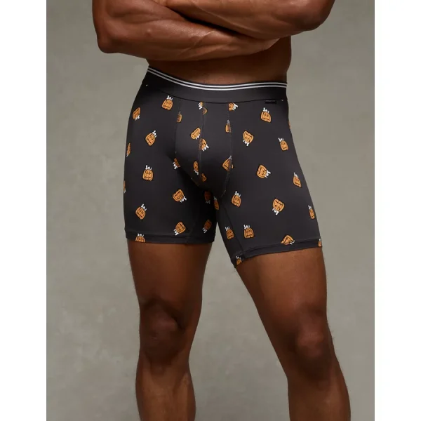 AEO Men's Snoopy Pumpkin 6" Ultra Soft Boxer Brief - Charcoal