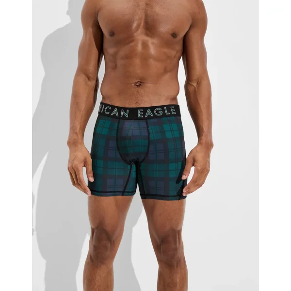 AEO Plaid 6" Flex Boxer Brief - Navy