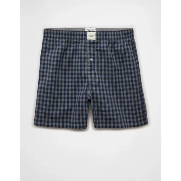 AEO Stretch Plaid Classic Boxer Short - Navy
