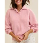 Aerie Classic Quarter Button Sweater - Club Pink