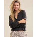 Aerie Happy Snit Henley T-Shirt - Smoked Gray