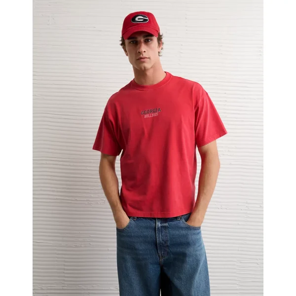 AE Boxy Georgia Bulldogs Graphic T-Shirt - Red